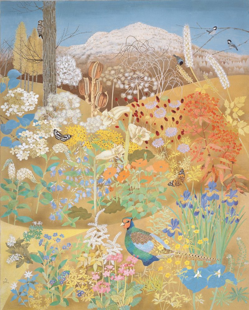 Fumiko Hori - Estaciones de montañas fluyentes, 1990, color sobre papel, Museo Sato